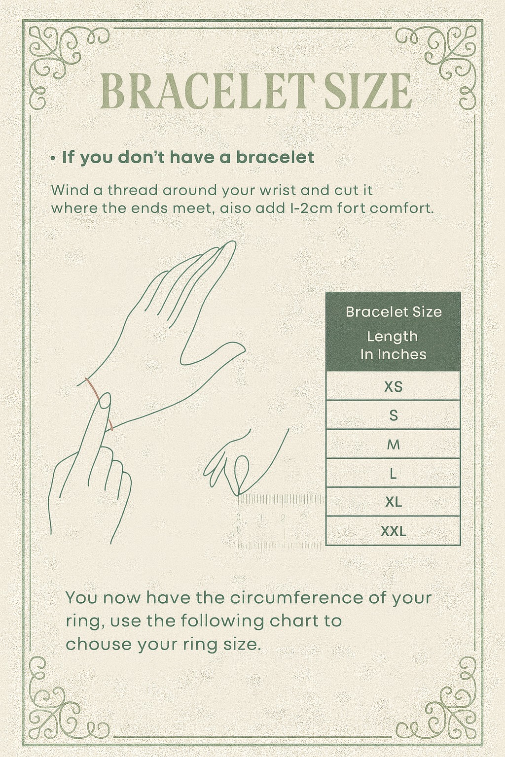 Bracelet size measurement guide