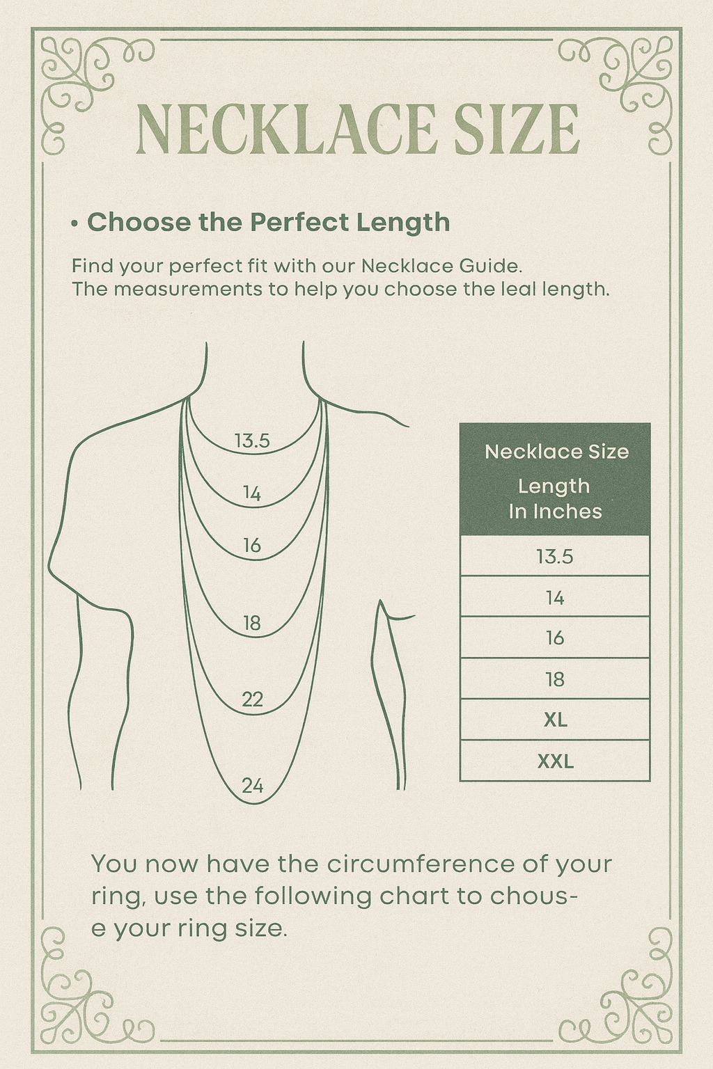 Necklace size measurement guide
